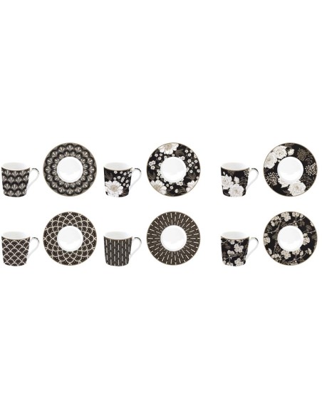 EASY LIFE SET 6 TAZZE CAFFÈ CON PIATTINO 100 ML - ART DECO & FLOWERS