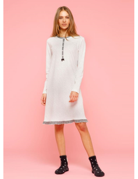 NOIDINOTTE CAMICIA DA NOTTE DONNA MANICA LUNGA A SERAFINO