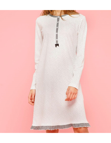 NOIDINOTTE CAMICIA DA NOTTE DONNA MANICA LUNGA A SERAFINO