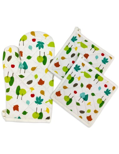 INARREDO SET GUANTO DA FORNO E PRESINE IN COTONE