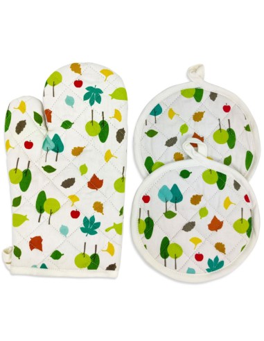 INARREDO SET GUANTO DA FORNO E PRESINE IN COTONE