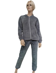 MARYHOME PIGIAMA DONNA APERTO CON ZIP MANICA LUNGA E... 2