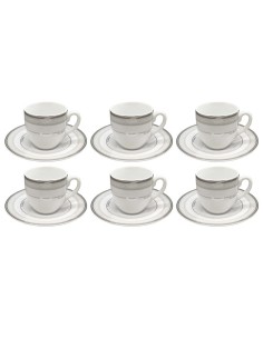 PIERRE CARDIN SET 6 TAZZE THE CON PIATTINO - DAMY PLATINO
