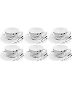 TENDENZE SET 6 TAZZE THE CON PIATTINO - DUNE PLATINO