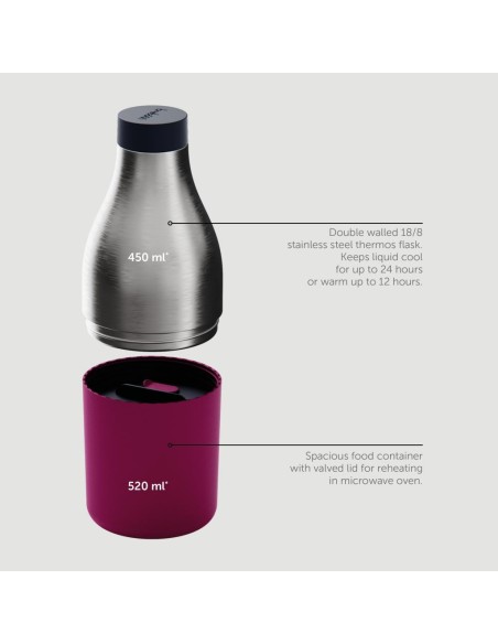 TREBONN BOTTIGLIA TERMICA MULTISCOMPARTO 2 IN 1 PER BEVANDE ED ALIMENTI - FOOD & HYDRATE 2