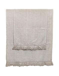 COPPIA ASCIUGAMANI VISO E OSPITE IN LINO - GENZIANA 2