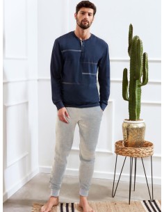 QBO PIGIAMA UOMO SERAFINO MANICA LUNGA E PANTALONE LUNGO