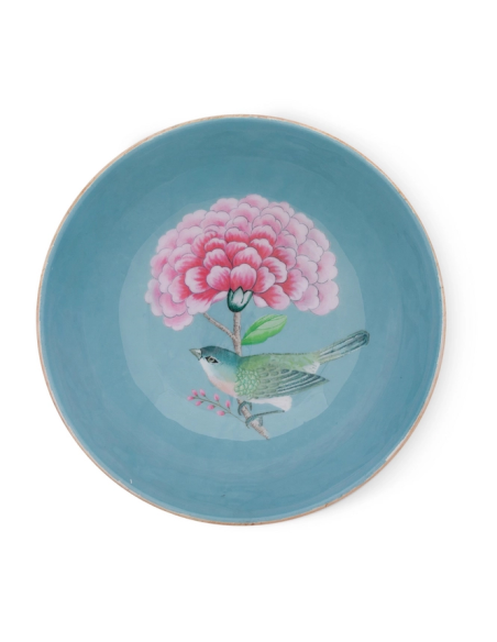 PIP STUDIO INSALATIERA WOOD ENAMELLED Ø 32 CM - BLUSHING BIRDS BLUE