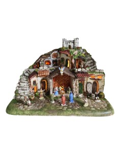 SBORDONE VILLAGGIO NATIVITA' CON LED IN RESINA  30X22 -...