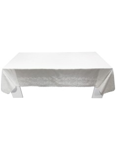 CENTRO DEL RICAMO TOVAGLIA 12 POSTI IN LINO CON TOVAGLIOLI