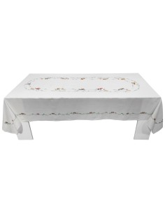 CENTRO DEL RICAMO TOVAGLIA 12 POSTI IN LINO CON...