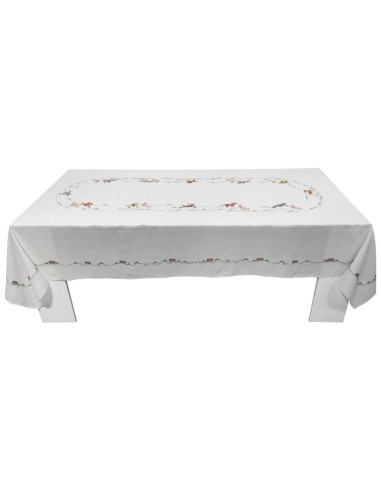 CENTRO DEL RICAMO TOVAGLIA 12 POSTI IN LINO CON...