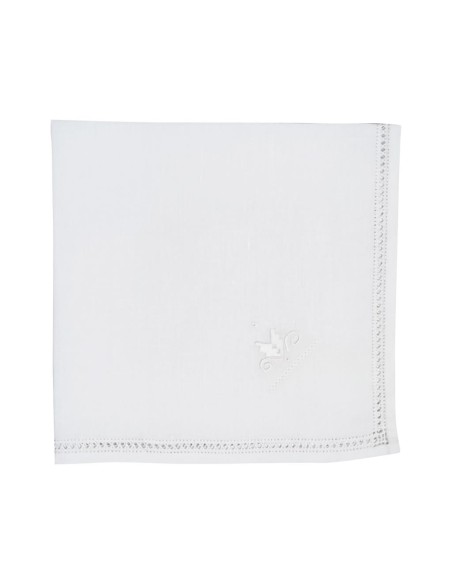 CENTRO DEL RICAMO TOVAGLIA 12 POSTI IN LINO CON TOVAGLIOLI