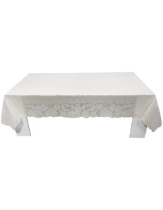 CENTRO DEL RICAMO TOVAGLIA 12 POSTI IN LINO CON...