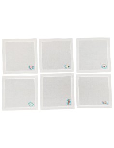 NAPKING SET 6 TOVAGLIOLI RICAMATI IN LINO - BARBADOS