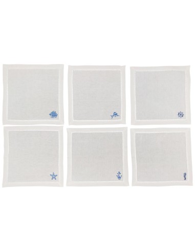 NAPKING SET 6 TOVAGLIOLI RICAMATI IN LINO -...