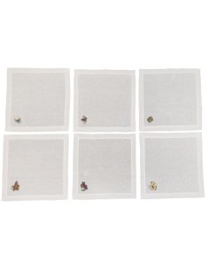 NAPKING SET 6 TOVAGLIOLI RICAMATI IN LINO - BUTTERFLYES