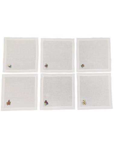 NAPKING SET 6 TOVAGLIOLI RICAMATI IN LINO -...