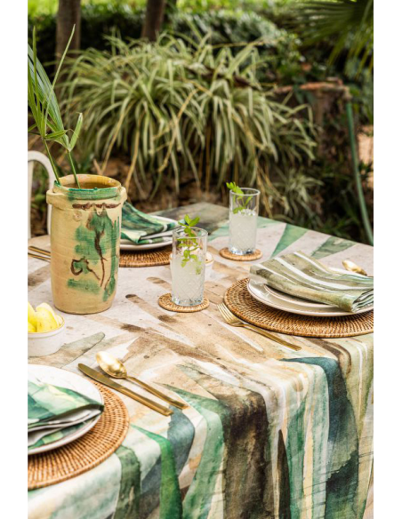 NAPKING TOVAGLIA RETTANGOLARE 12 POSTI IN LINO E TOVAGLIOLI - BAMBOO