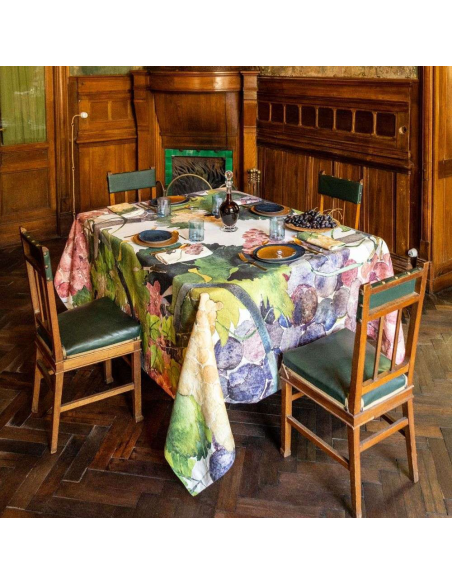 NAPKING TOVAGLIA QUADRATA 8 POSTI IN LINO E TOVAGLIOLI - GRAPES