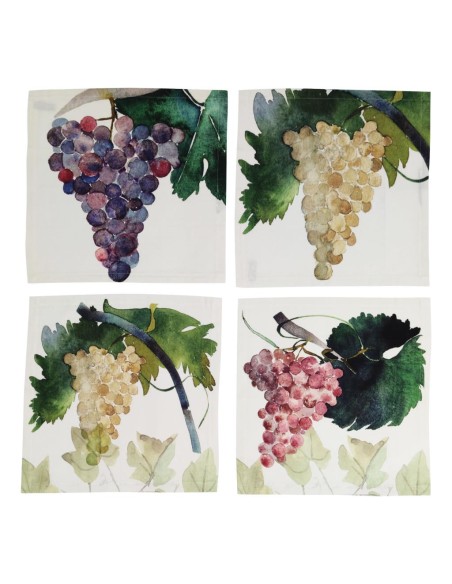 NAPKING TOVAGLIA QUADRATA 8 POSTI IN LINO E TOVAGLIOLI - GRAPES