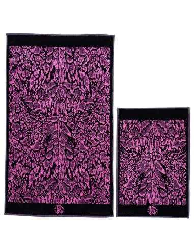 ROBERTO CAVALLI SET 2 ASCIUGAMANI IN SPUGNA DI...