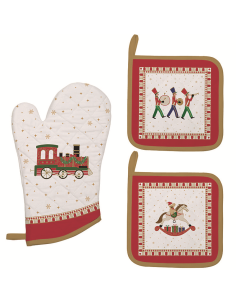 EASY LIFE SET 2 PRESINE + 1 GUANTO DA CUCINA - POLAR EXPRESS