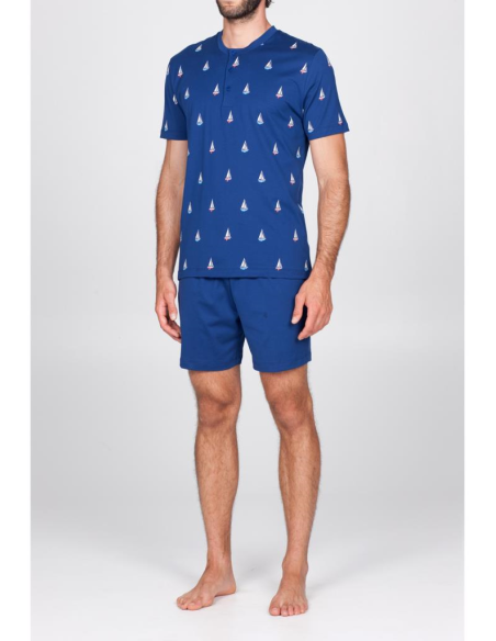 JULIPET PIGIAMA UOMO A SERAFINO MANICA CORTA E PANTALONE CORTO - FAETO