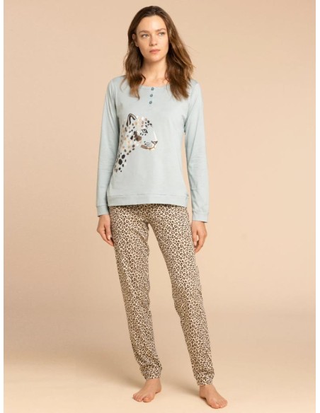 NOIDINOTTE PIGIAMA DONNA SERAFINO MANICA LUNGA E PANTALONE LUNGO