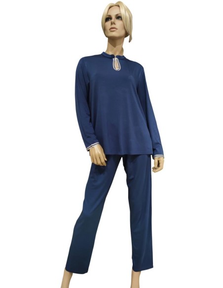 ANNETTE PIGIAMA DONNA SCOLLO V MANICA LUNGA E PANTALONE LUNGO