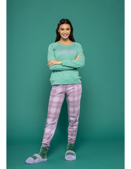 NOIDINOTTE PIGIAMA DONNA GIROCOLLO MANICA LUNGA E PANTALONE LUNGO