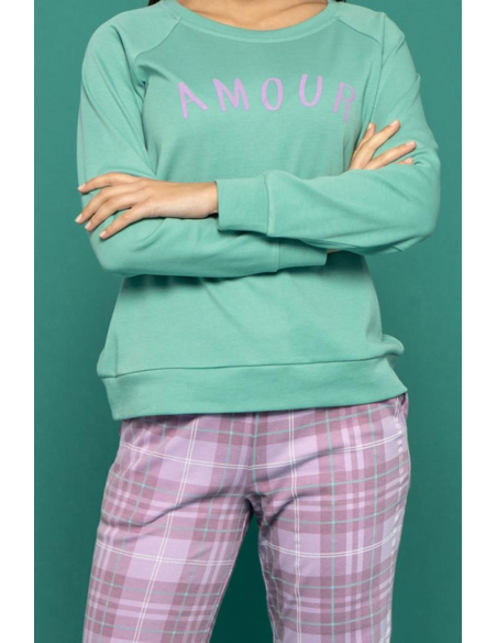 NOIDINOTTE PIGIAMA DONNA GIROCOLLO MANICA LUNGA E PANTALONE LUNGO