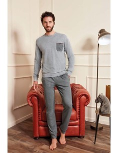 QBO PIGIAMA UOMO GIROCOLLO MANICA LUNGA E PANTALONE LUNGO