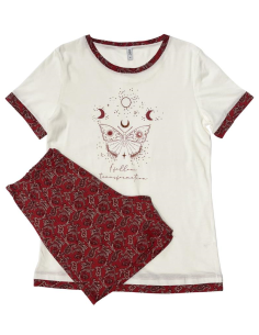 QBO PIGIAMA DONNA GIROCOLLO MEZZA MANICA E PANTALONE CORTO