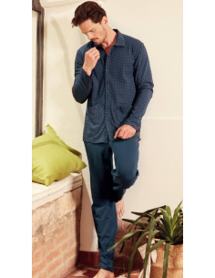 QBO PIGIAMA UOMO APERTO MANICA LUNGA E PANTALONE LUNGO