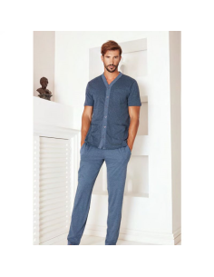 QBO PIGIAMA UOMO APERTO MEZZA MANICA E PANTALONE LUNGO