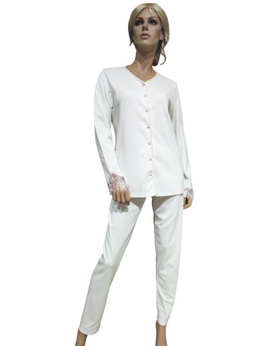 AMADINE PIGIAMA DONNA APERTO MANICA LUNGA E...