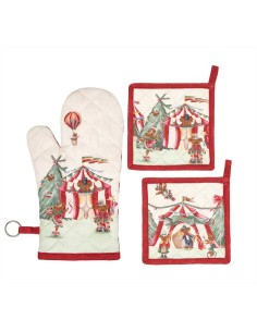 NUVOLE DI STOFFA SET GUANTO DA CUCINA E PRESINE - BEAR...