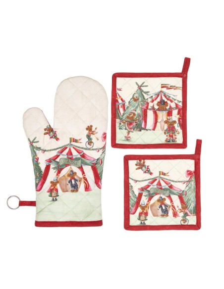 NUVOLE DI STOFFA SET GUANTO DA CUCINA E PRESINE - BEAR WONDERLAND