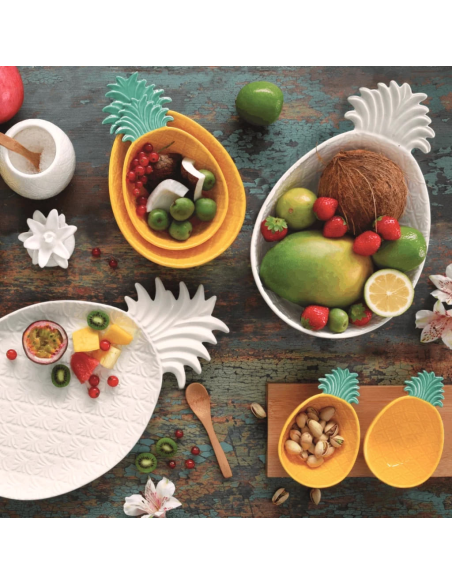 EASY LIFE ANTIPASTIERA CON 3 CIOTOLE ANANAS 29X11 CM - MADAGASCAR