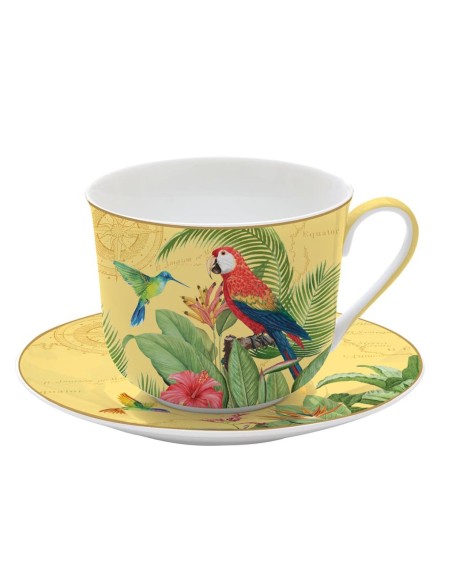 EASY LIFE TAZZA COLAZIONE CON PIATTINO 40 CL - EXOTIC PARADISE