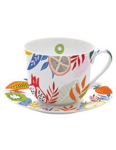 EASY LIFE TAZZA COLAZIONE CON PIATTINO 40 CL - TUTTI FRUTTI