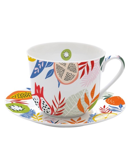 EASY LIFE TAZZA COLAZIONE CON PIATTINO 40 CL - TUTTI FRUTTI