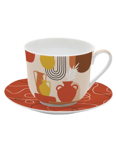 EASY LIFE TAZZA COLAZIONE CON PIATTINO 40 CL - TERRACOTTA