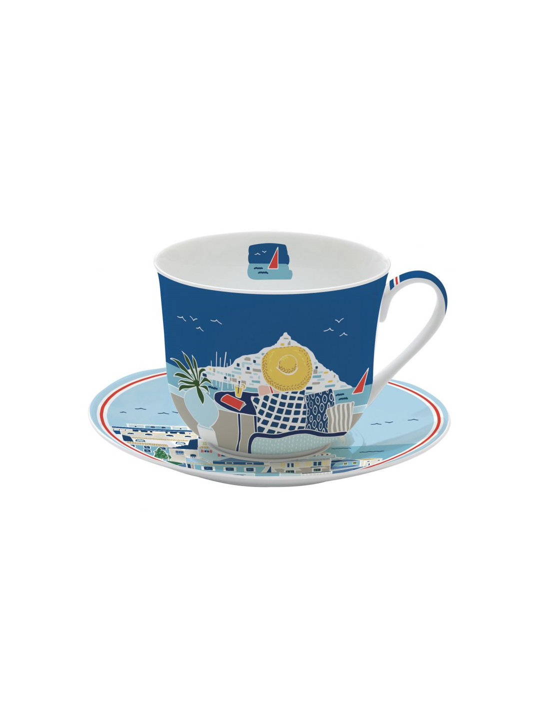 Seaside No.64 Tazza Lieblingsmensch 300ml - Porcellana New Bone Bianca, Lavabile In Lavastoviglie, Ideale Per Colazione E Regalo