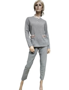 AMADINE PIGIAMA DONNA A LUPETTO MANICHE LUNGHE E PANTALONE