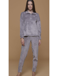 NOIDINOTTE PIGIAMA DONNA A LUPETTO MANICA LUNGA E...