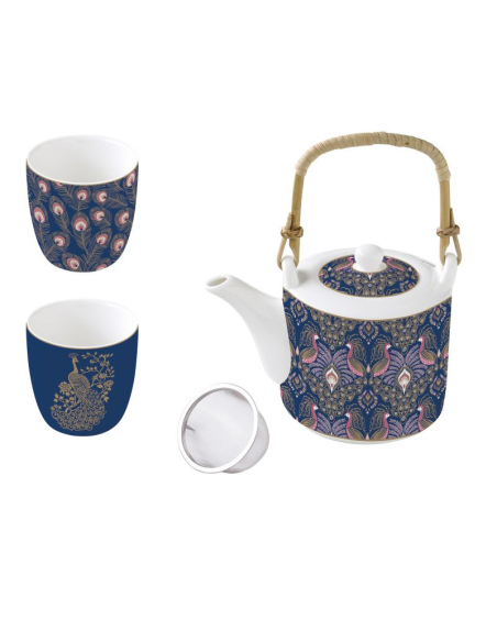 EASY LIFE SET TEIERA CON DUE TAZZE 600 ML - ATMOSPHERE PEACOCK
