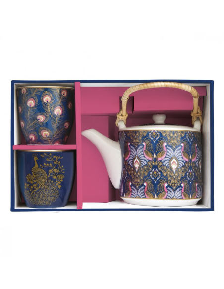 EASY LIFE SET TEIERA CON DUE TAZZE 600 ML - ATMOSPHERE PEACOCK