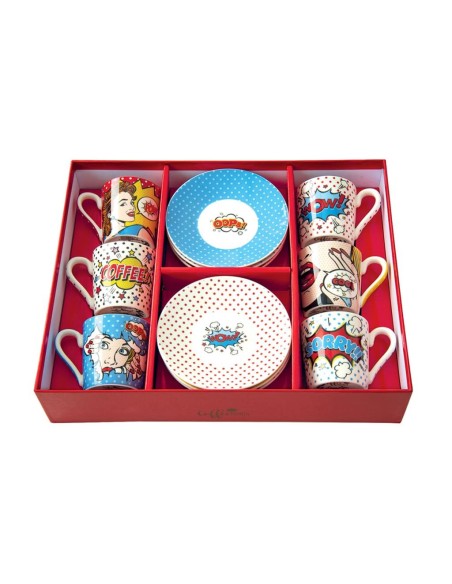 EASY LIFE SET 6 TAZZE CAFFÈ CON PIATTINO 100 ML - POP ART